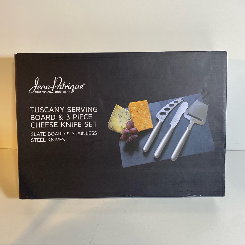 NIB Jean-Patrique Tuscany Black Charcuterie Board & Cheese Knives